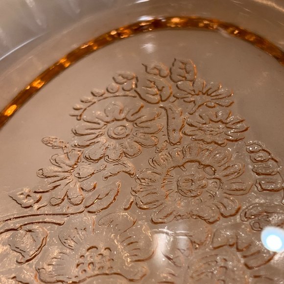 Charmed Pink Art Deco Depression Glass Bowl with Handles - Picture 8 of 16